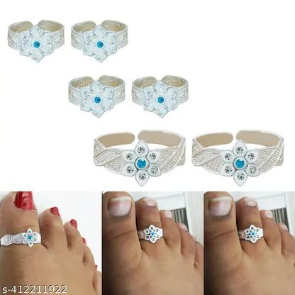 Adjustable Toe Ring Set For Women (3 Pair Combos)