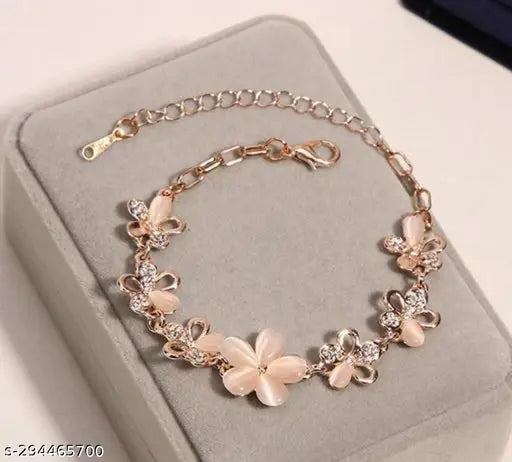 Beautiful Rose Gold Plated Shiny Crystal Charm Bracelet for Girls And Women | Charm Bracelet | Bracelet Golden | Bracelet for Girls |