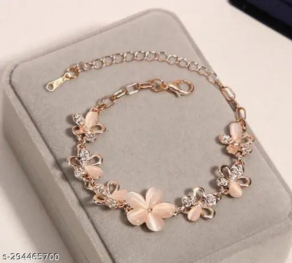 Beautiful Rose Gold Plated Shiny Crystal Charm Bracelet for Girls And Women | Charm Bracelet | Bracelet Golden | Bracelet for Girls |