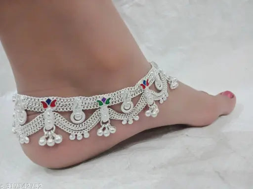 HEAVY OXIDIZED MEENAKARI CHARMING ANKLET
