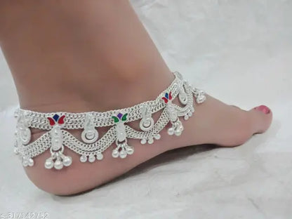 HEAVY OXIDIZED MEENAKARI CHARMING ANKLET