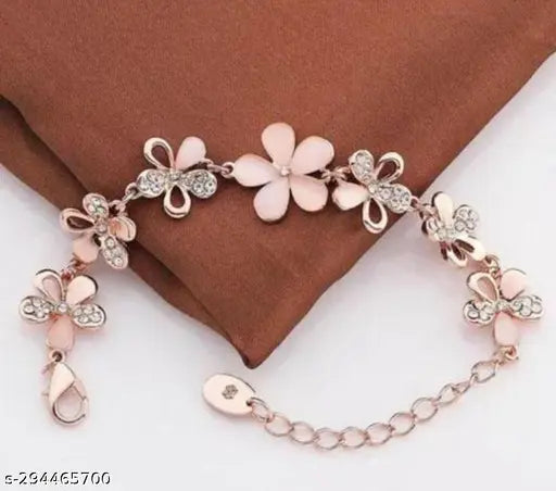 Beautiful Rose Gold Plated Shiny Crystal Charm Bracelet for Girls And Women | Charm Bracelet | Bracelet Golden | Bracelet for Girls |