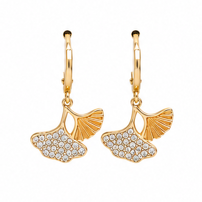Ginkgo Leaf Hoop Earrings