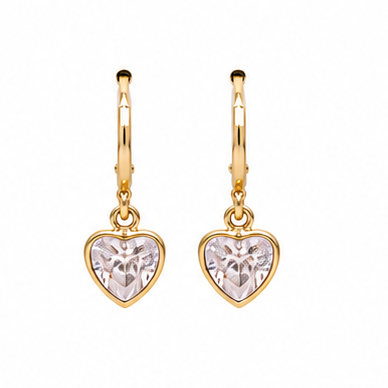 Crystal Heart Solitaire Drop Earrings