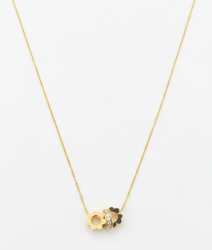 Ornate Interlocking Gear and Pave-Set Barrel Pendant Necklace