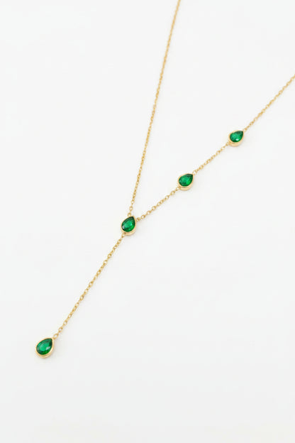 Emerald Teardrop Lariat Necklace