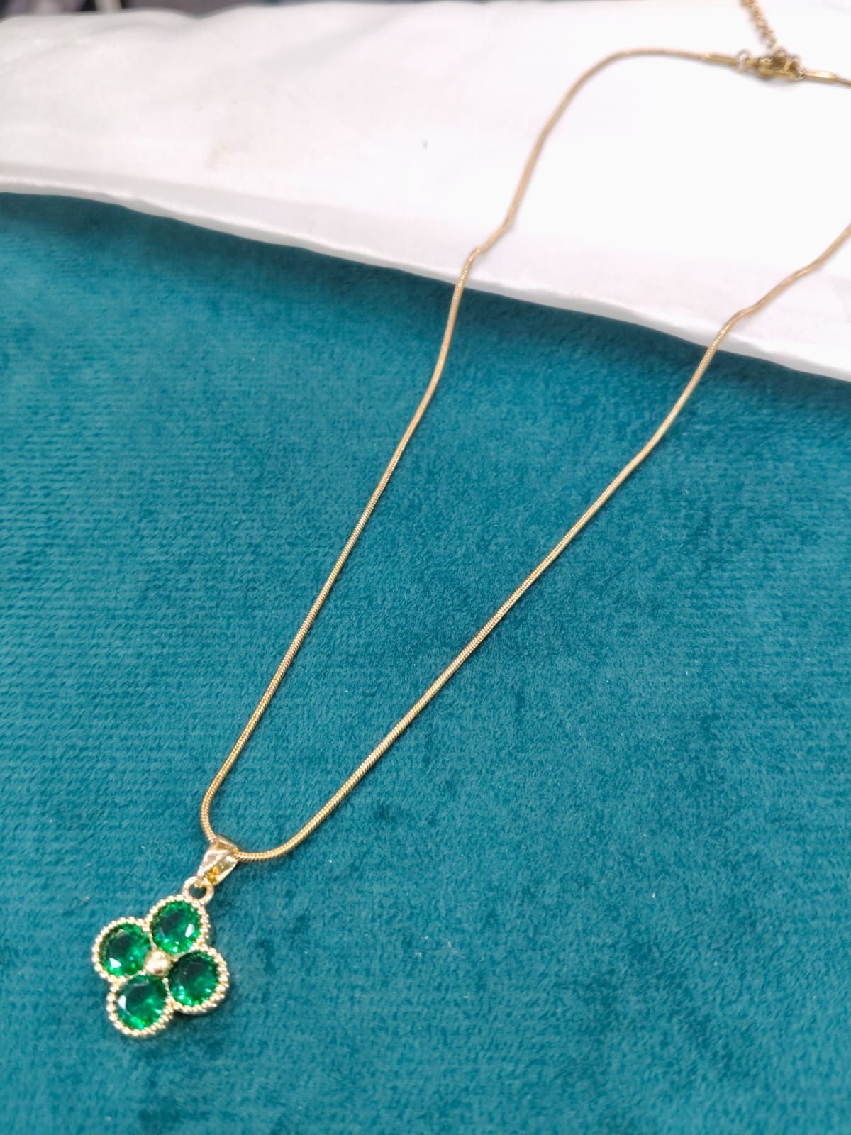 Elegant Infinity Pendant - Emerald in Anti-Tarnish Rose Gold | Sweatproof Fine Jewelry