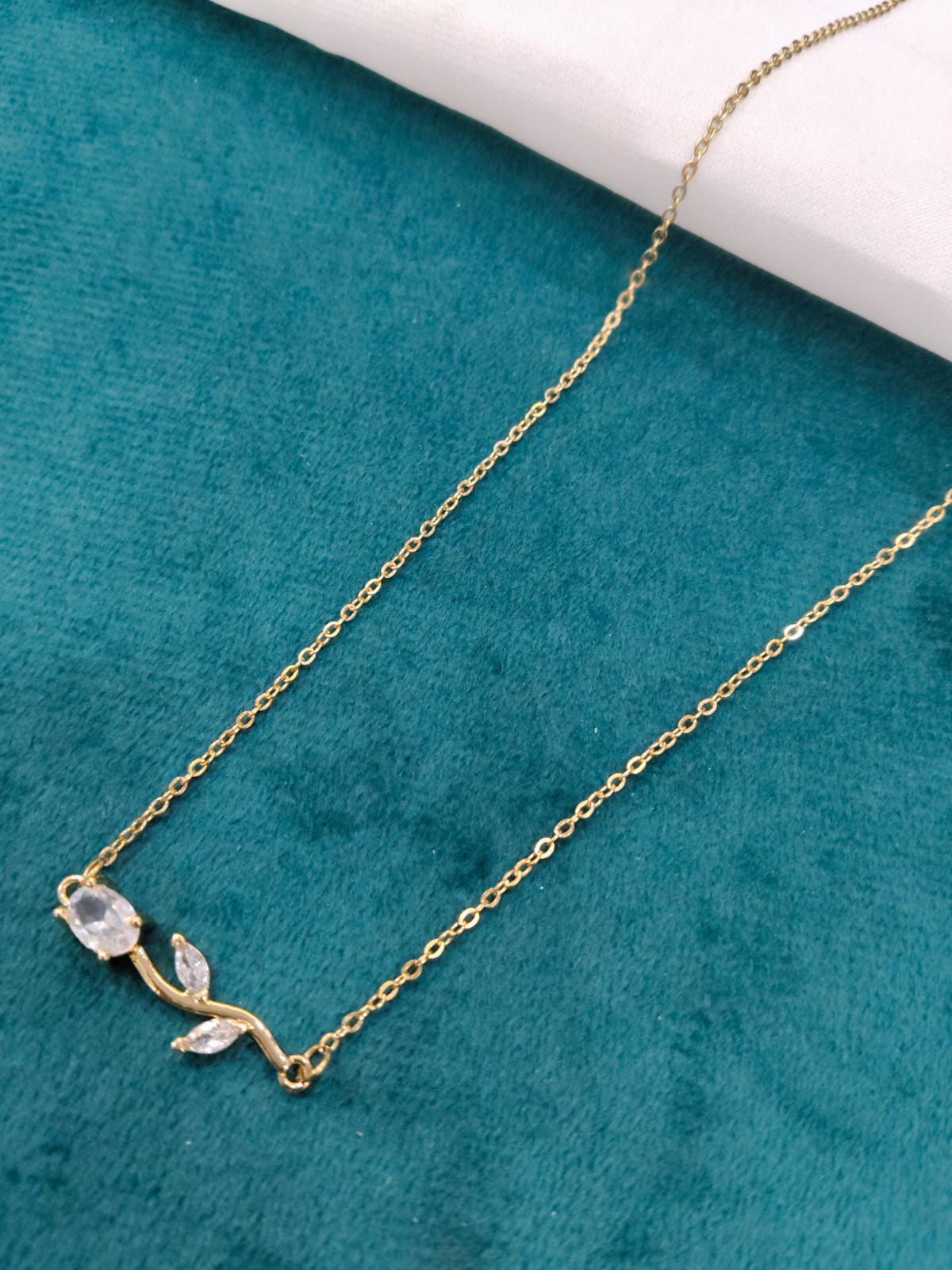 Elegant Crescent Moon Pendant - Emerald in Anti-Tarnish Yellow Gold | Tarnish-Free Necklace