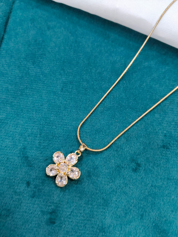 Art Deco Halo Pendant - Moissanite in Anti-Tarnish Yellow Gold | Waterproof Gold Jewelry
