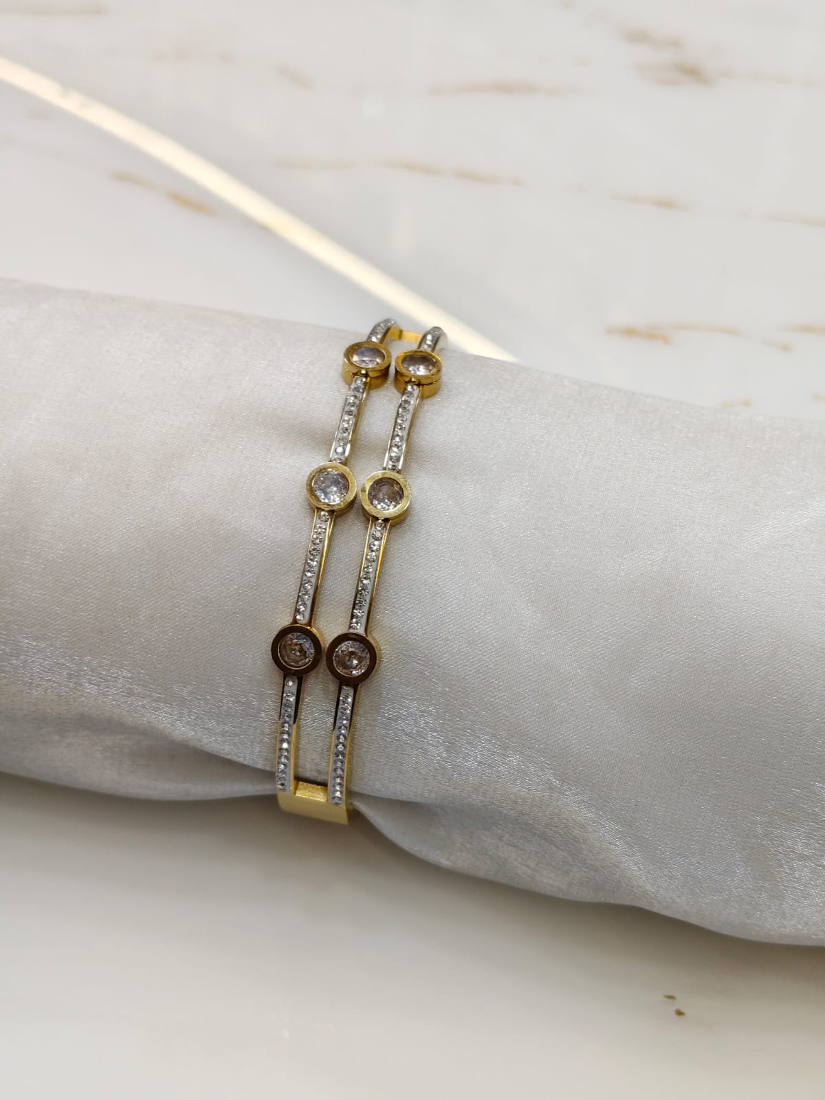 Radiant Shower-Safe Titanium Herringbone Bracelet