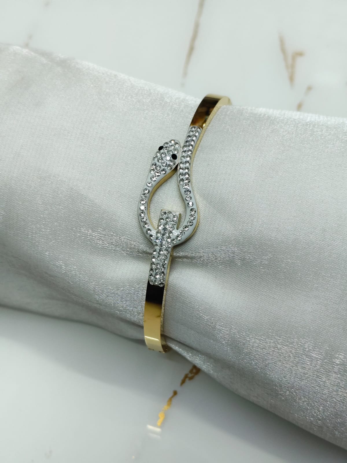 Snake twist Sterling Silver Finish Charm Bracelet