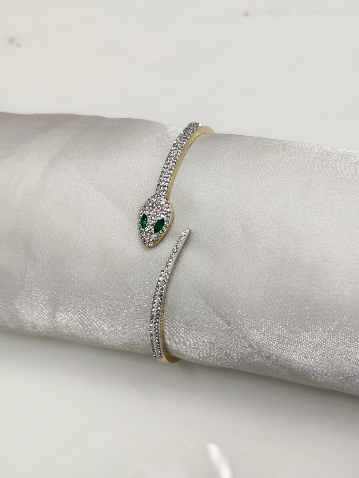 Emerald Snake head Wrap Bracelet