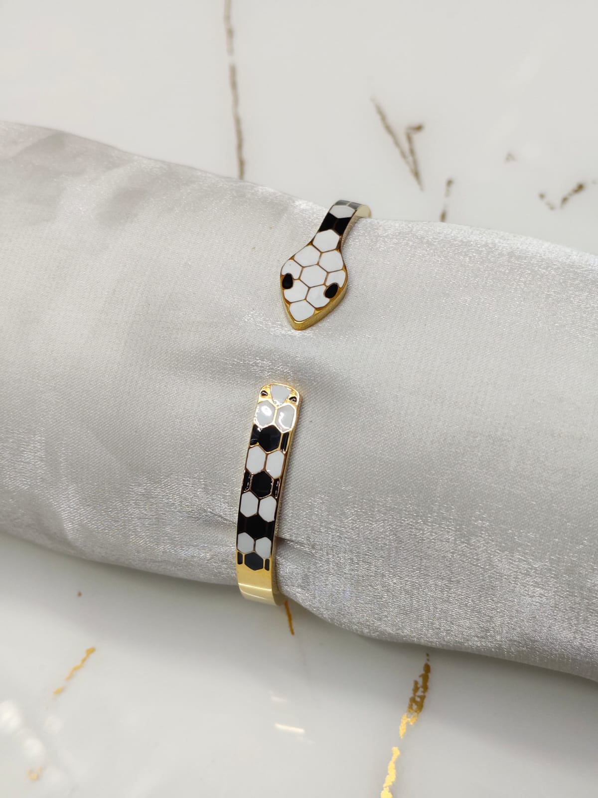 End snake dual tone Herringbone Bracelet