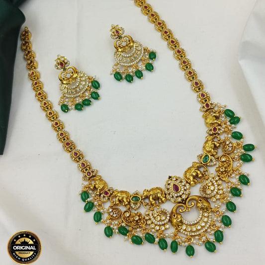 Antique Gold Choker with Pastel Mint Green Enamel Meenakari Work