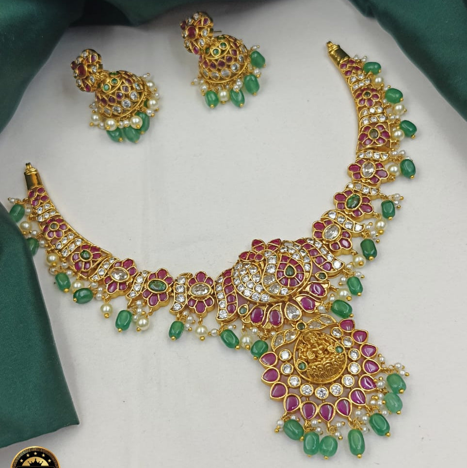 Luxury Gold-Plated Choker Set with Premium White Pearl Drops