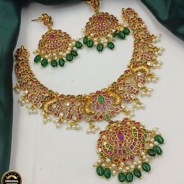 Multi-Strand Festive Pearl Necklace with Central Antique Gold Pendant
