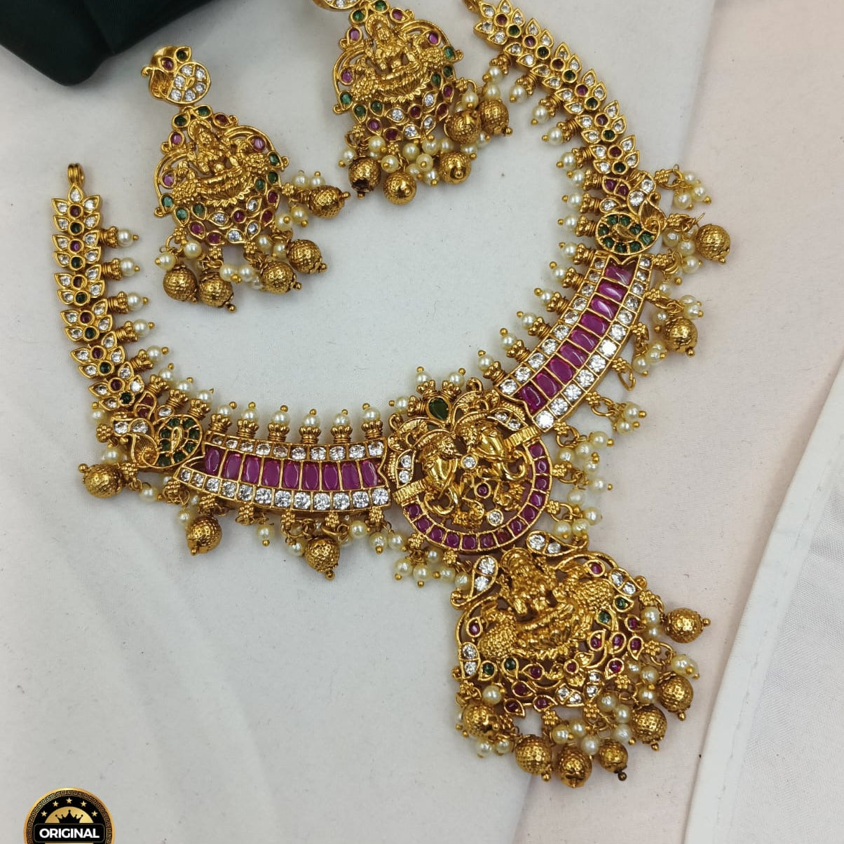 Fine Seed Bead Garland Necklace Set with Gold-Plated Detailing