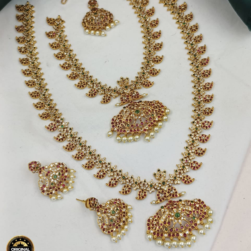 Royal Cluster Pearl Choker Set with Heavy Filigree Gold Work