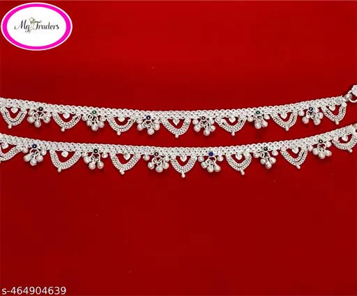 Trendy Flexible Silver Payal Sterling Silver Traditional Indian Classical Anklet leg Chain