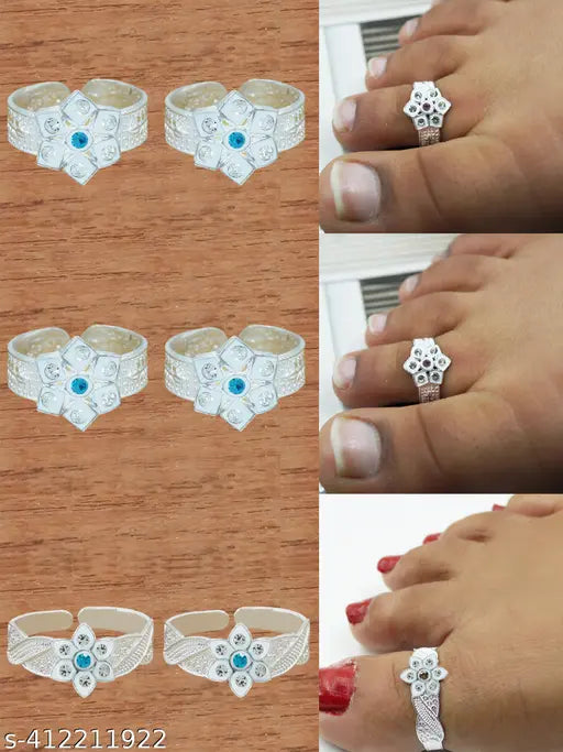 Adjustable Toe Ring Set For Women (3 Pair Combos)