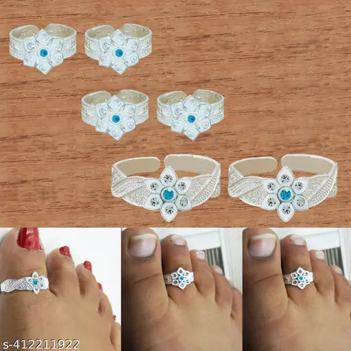 Adjustable Toe Ring Set For Women (3 Pair Combos)