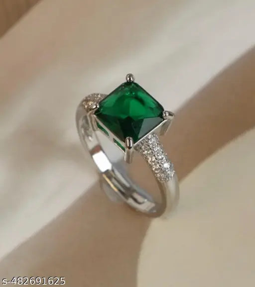 American diamond stone korean beautiful princess silver ring