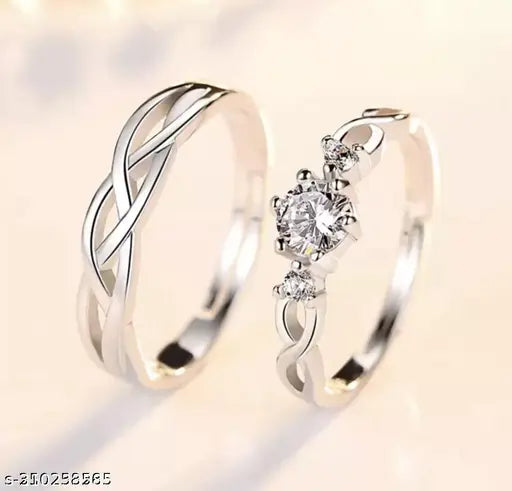 Adjustable Couple Rings Set | Women Rings | Gifts For Couple | Silver Polished MEn Rings | RIngs For Her