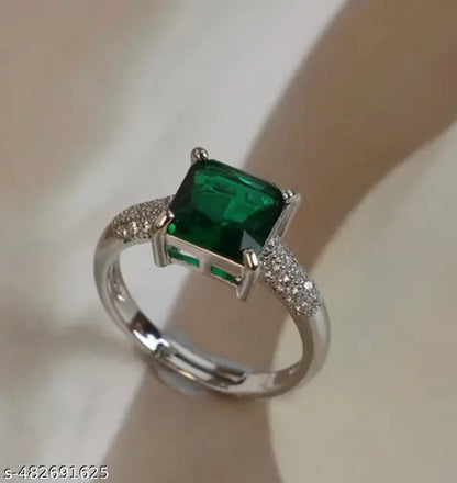 American diamond stone korean beautiful princess silver ring