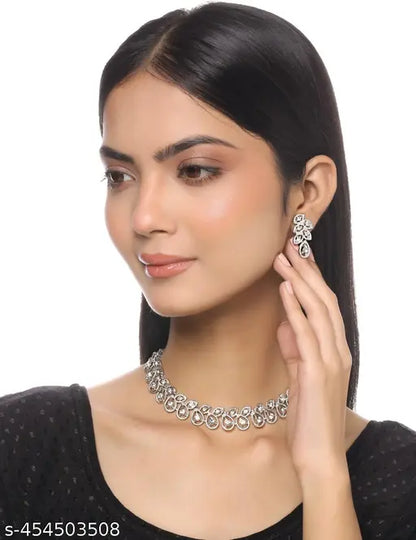Rhodium Plated Jewellery Set with White Austrian Diamond