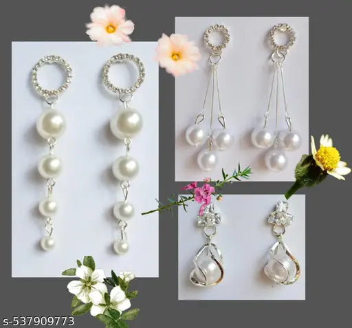 Combo of Stone and pearl Earrings for Women - Unique artificial Gemstone Jewelry for Casual & Party Wear