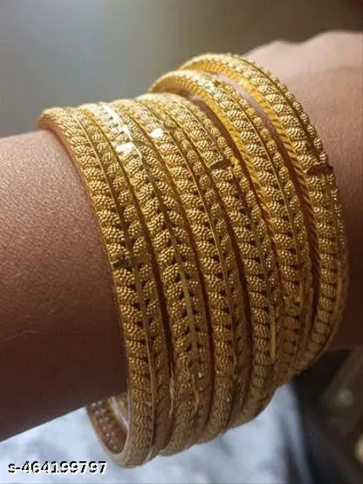 New Golden Designer 6 Piece Gold Plated Patla Bangles For Women And Girls Under 199