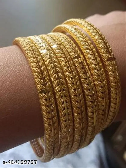 New Golden Designer 6 Piece Gold Plated Patla Bangles For Women And Girls Under 199