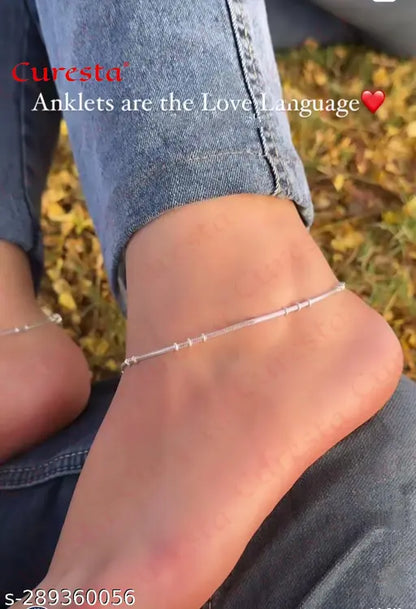 Silver Style Sterling Silver Modern Wedding Anklets for Women