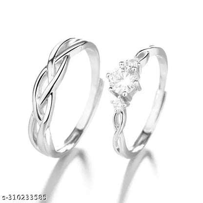 Adjustable Couple Rings Set | Women Rings | Gifts For Couple | Silver Polished MEn Rings | RIngs For Her