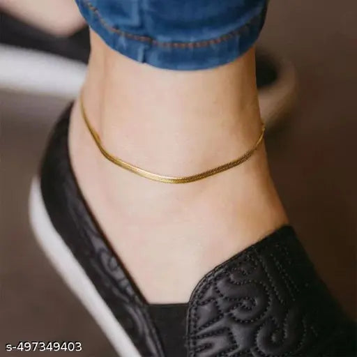 Snake Chain Anklet in 92.5 Sterling Silver | Silver Plated