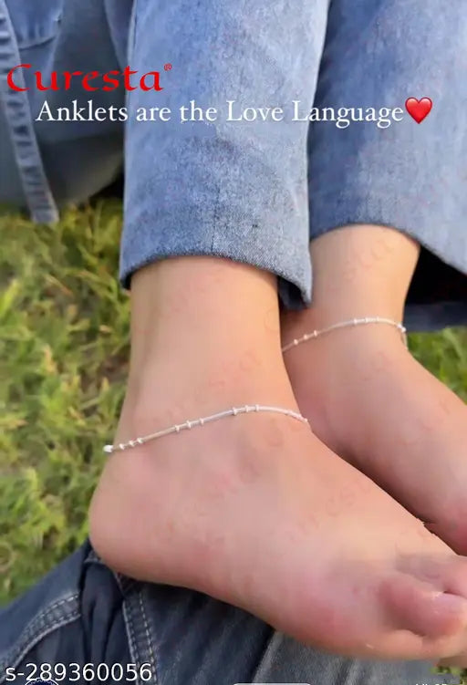 Silver Style Sterling Silver Modern Wedding Anklets for Women