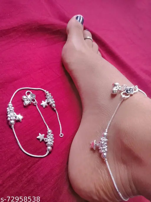 Stylish Silver Anklet for Women & Girls – Trendy Payal, Daily Wear Foot Bracelet, Traditional & Party Wear Fashion Jewellery
