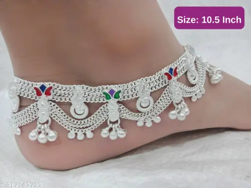 HEAVY OXIDIZED MEENAKARI CHARMING ANKLET