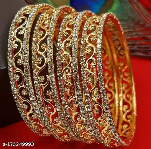 Delicated Bangle Set with High Gold Polished Bracelet & Bangles