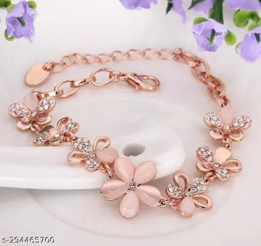 Beautiful Rose Gold Plated Shiny Crystal Charm Bracelet for Girls And Women | Charm Bracelet | Bracelet Golden | Bracelet for Girls |